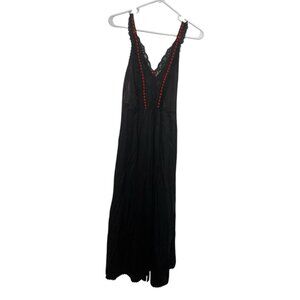 Vintage Tosca Lingerie Long Gown Sz Small Black Red Lace Nylon Whimsigoth Goth